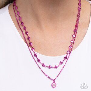 Heart Necklace Electric Pink - Cupid Combo - Pink